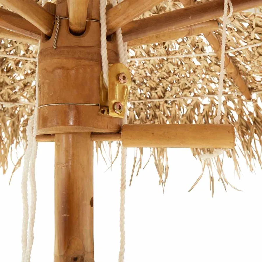 Parasol Tiki avec auvent en feuille de bananier 150 cm bambou - 8