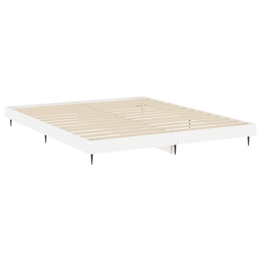 Cadre de lit sans matelas blanc brillant 150x200 cm - 5