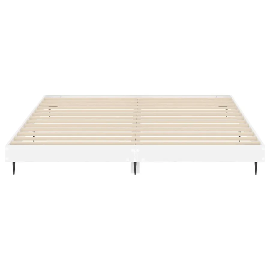 Cadre de lit sans matelas blanc brillant 150x200 cm - 6