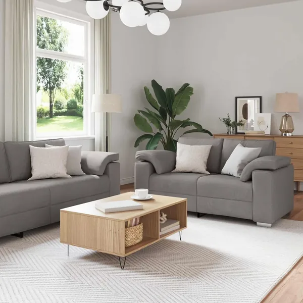 Canapé 3 pcs Taupe 219 x 80 x 82 cm Tissu en lin mélangé