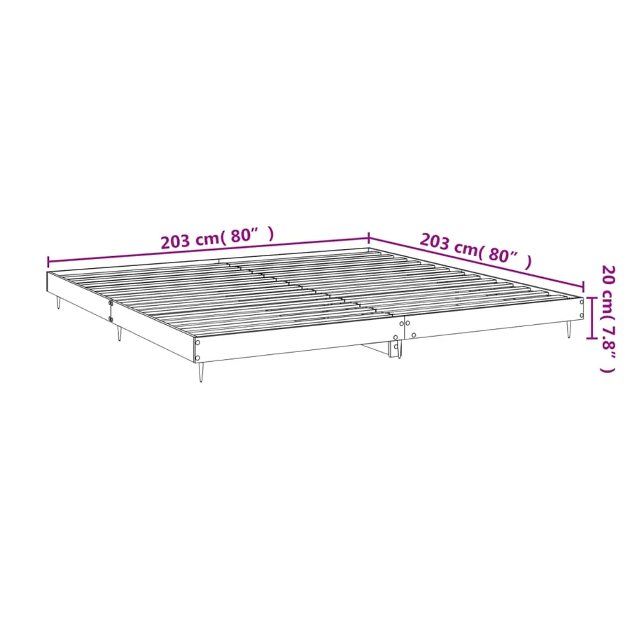 Cadre de lit sans matelas chêne fumé 200x200 cm bois ingénierie - 10