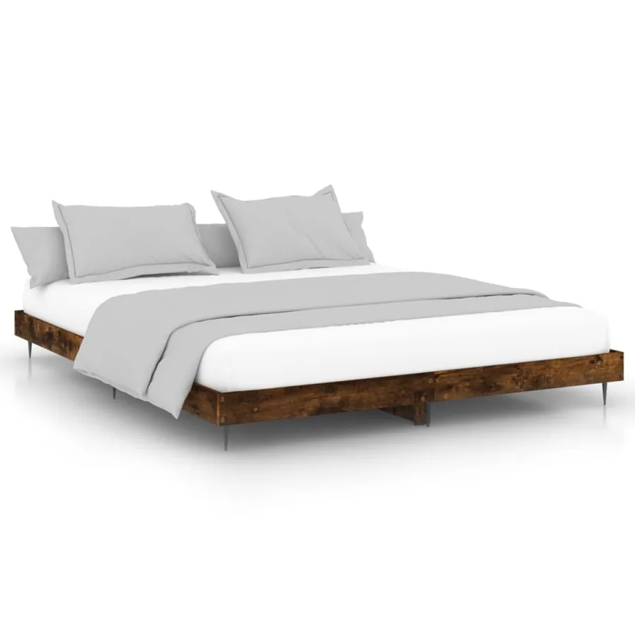 Cadre de lit sans matelas chêne fumé 200x200 cm bois ingénierie - 2