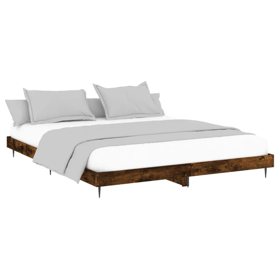 Cadre de lit sans matelas chêne fumé 200x200 cm bois ingénierie - 3