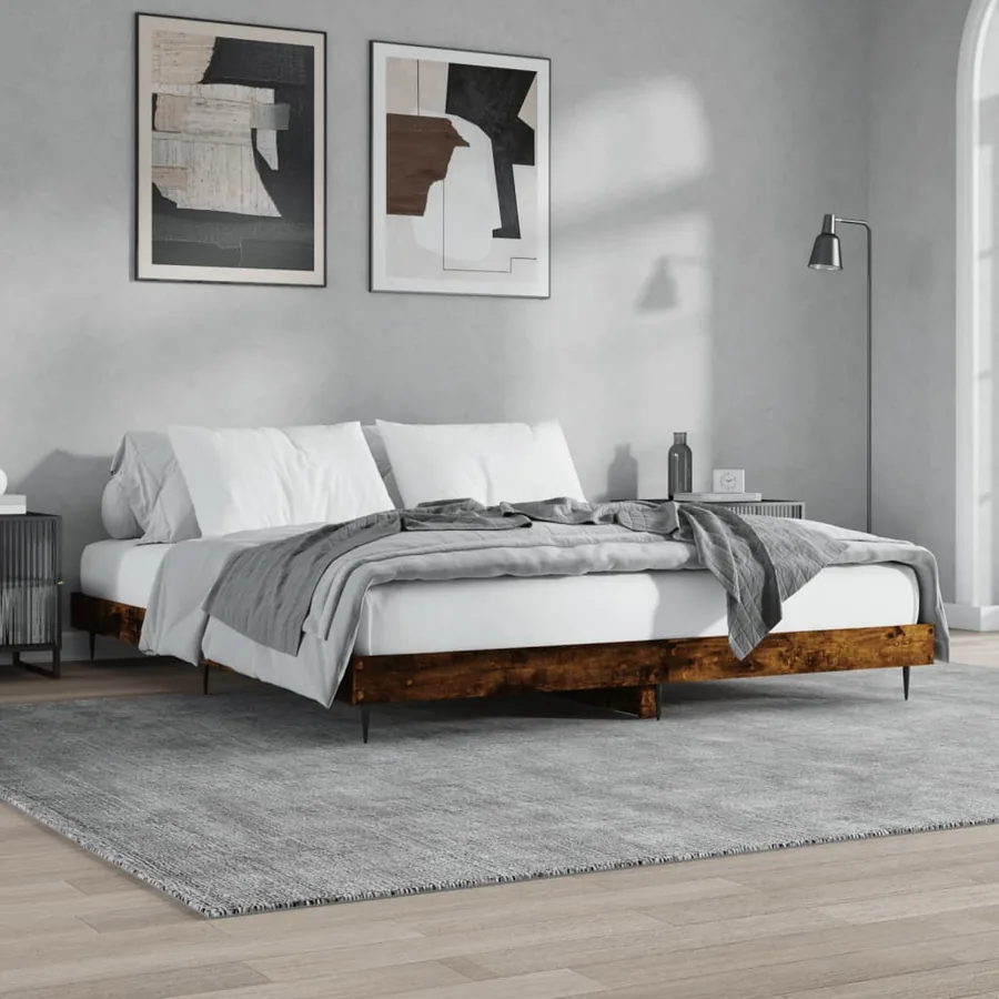 Cadre de lit sans matelas chêne fumé 200x200 cm bois ingénierie - 4
