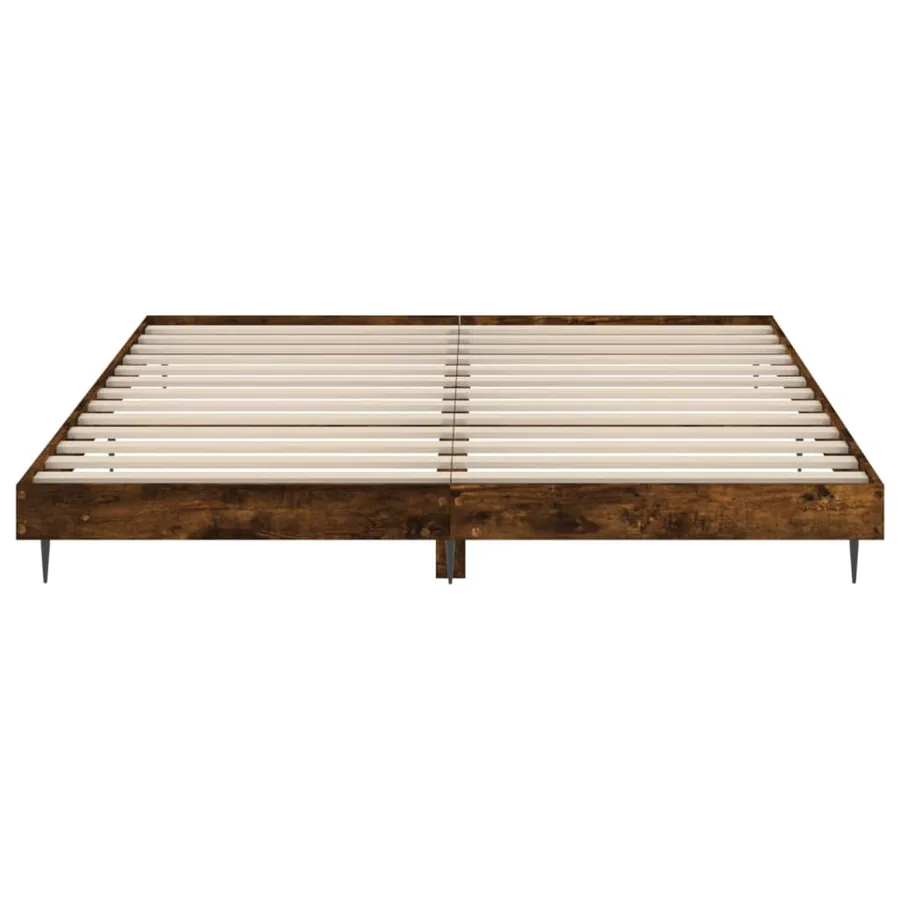 Cadre de lit sans matelas chêne fumé 200x200 cm bois ingénierie - 6