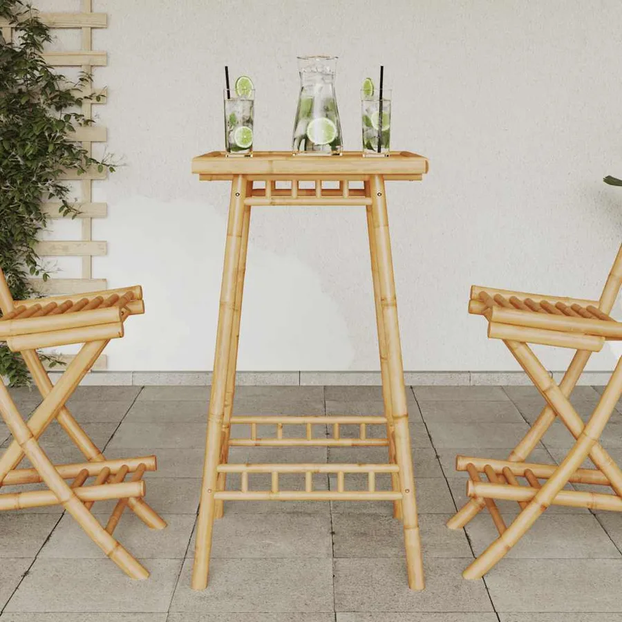 Table de bar carrée d'extérieur 55 x 55 x 100 cm en bambou - 3