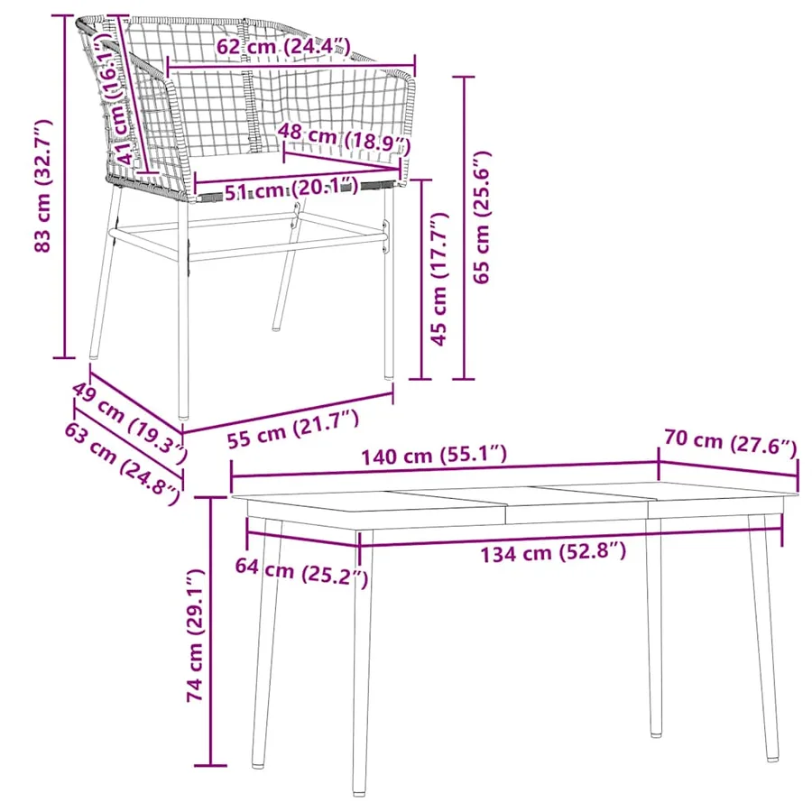 Ensemble à manger de jardin et coussins 5 pcs noir rotin verre - 10
