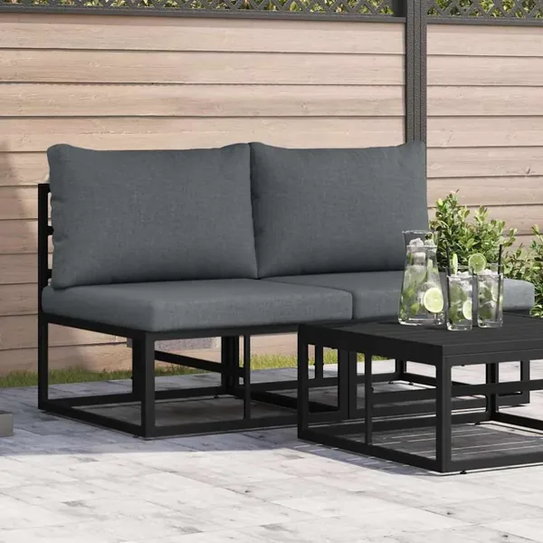 Mobilier de jardin 2 Pièce Noir et anthracite 70 x 71,5 x 71 cm