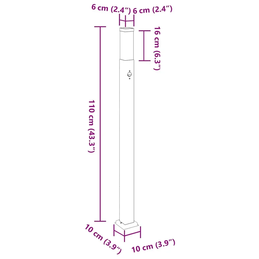 Borne lumineuse avec détecteur 110 cm Noir IP44 - 11