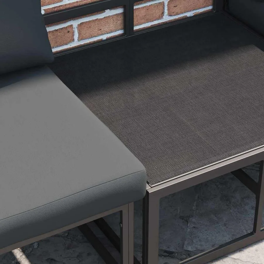 Ensemble de canapé de jardin avec coussin 13 pcs Noir Aluminium - 4