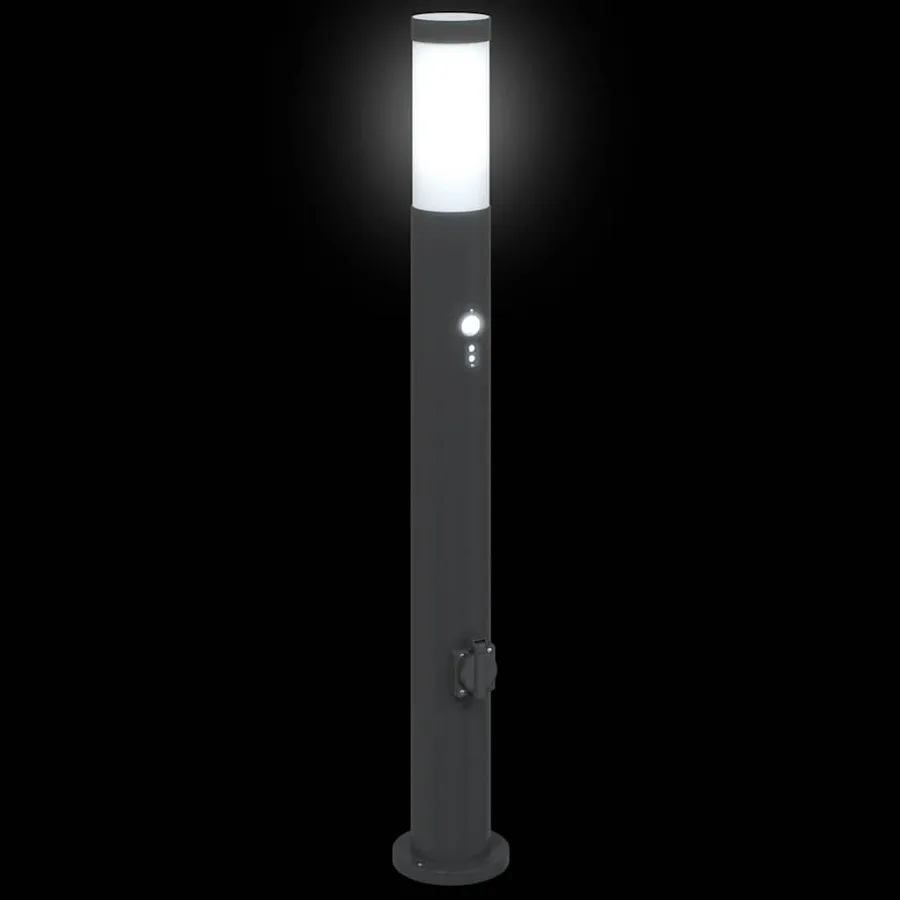 Borne lumineuse avec détecteur et prise 80 cm acier inoxydable IP44 - 6