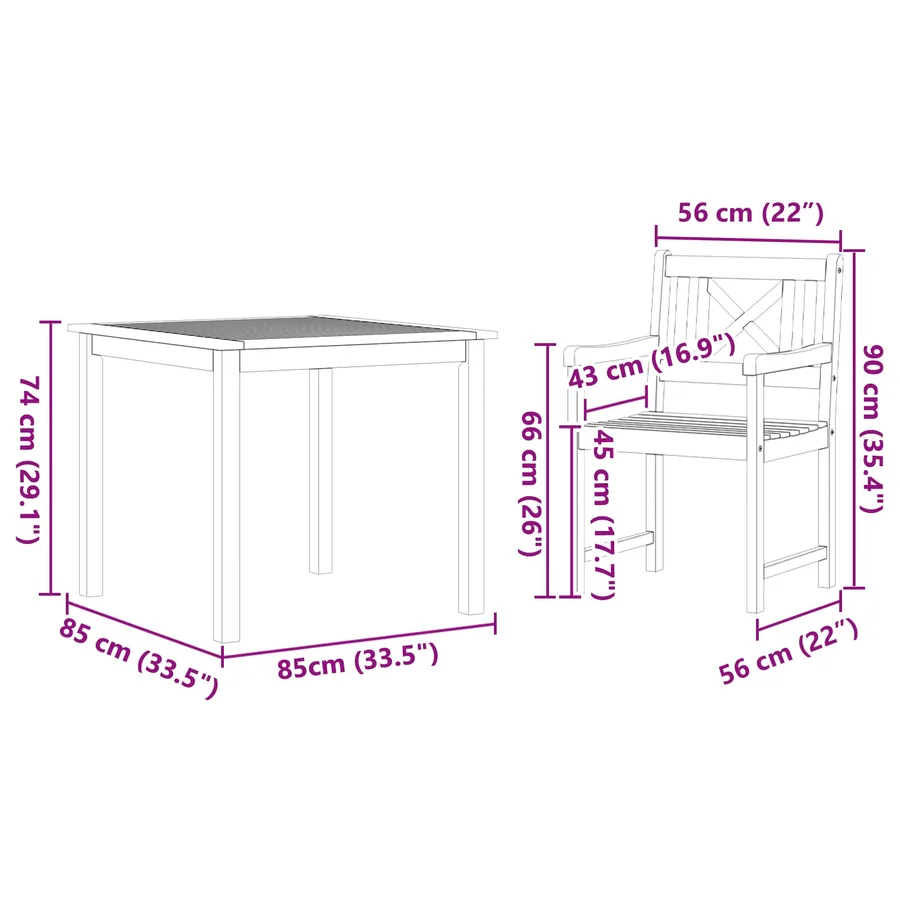 Ensemble de salle à manger pour jardin 5 pcs Marron - 10