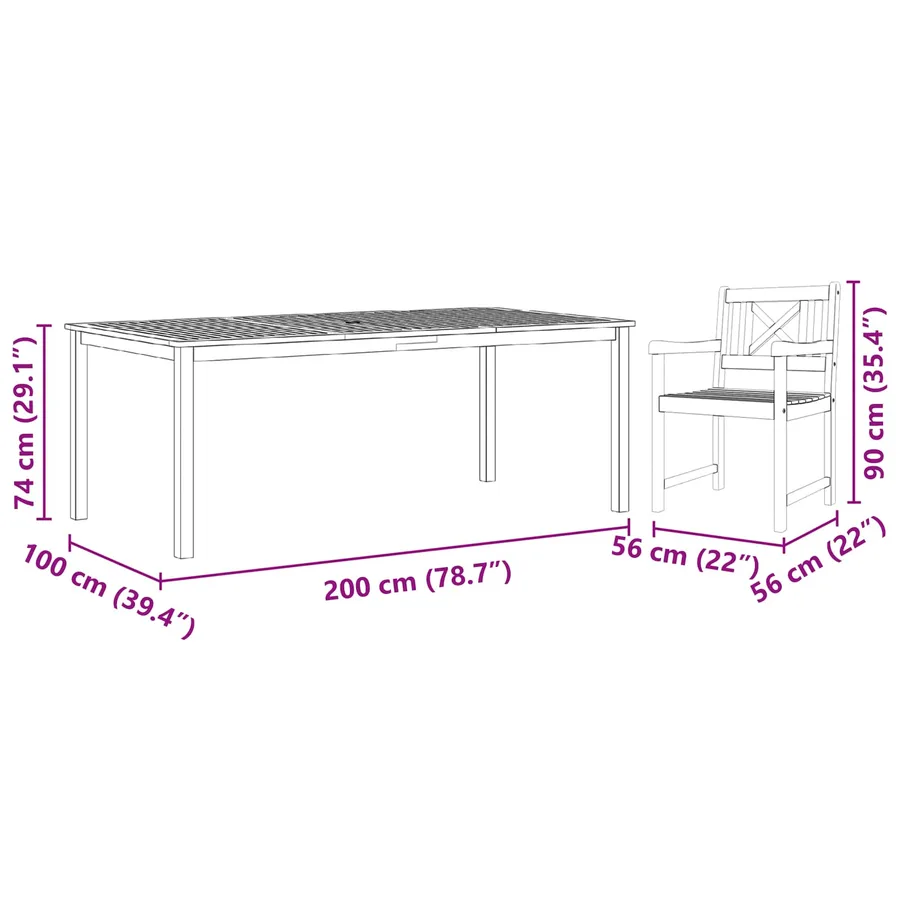 Ensemble de salle à manger pour jardin 9 pcs Marron - 10