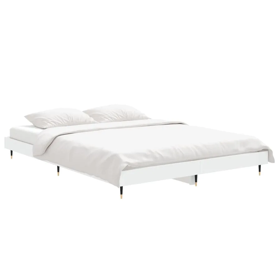 Cadre de lit sans matelas blanc 135x190 cm bois d'ingénierie - 4