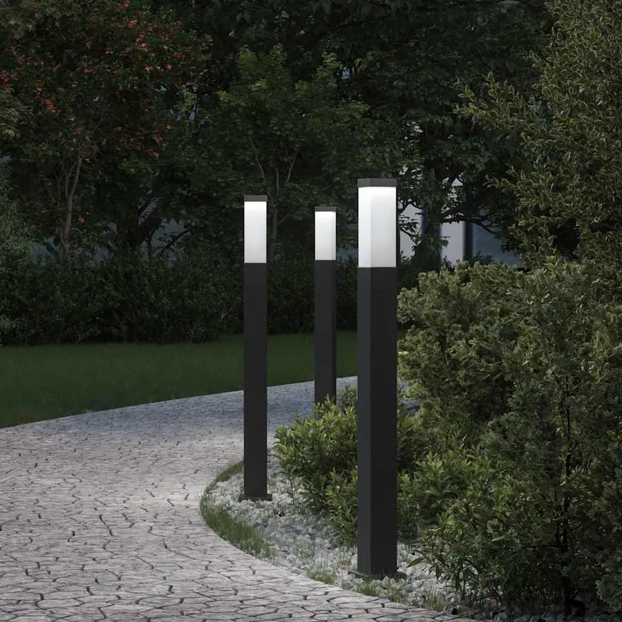 Borne lumineuse lot de 3 80 cm noire IP44