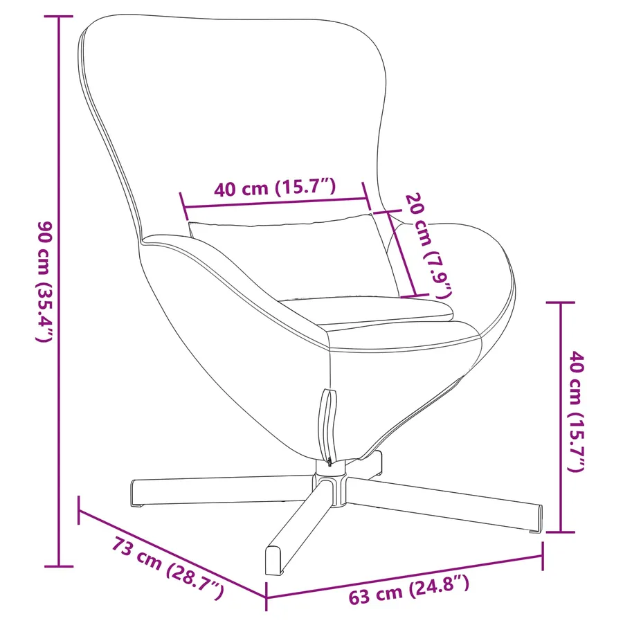 Fauteuil œuf Gris foncé 63 x 73 x 90 cm Velours - 11