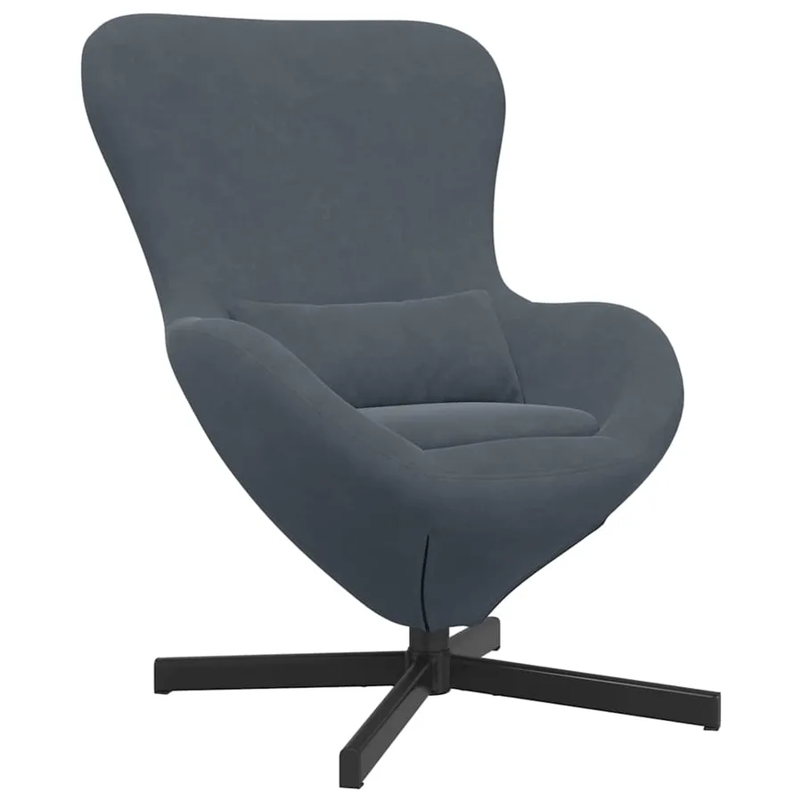 Fauteuil œuf Gris foncé 63 x 73 x 90 cm Velours - 2