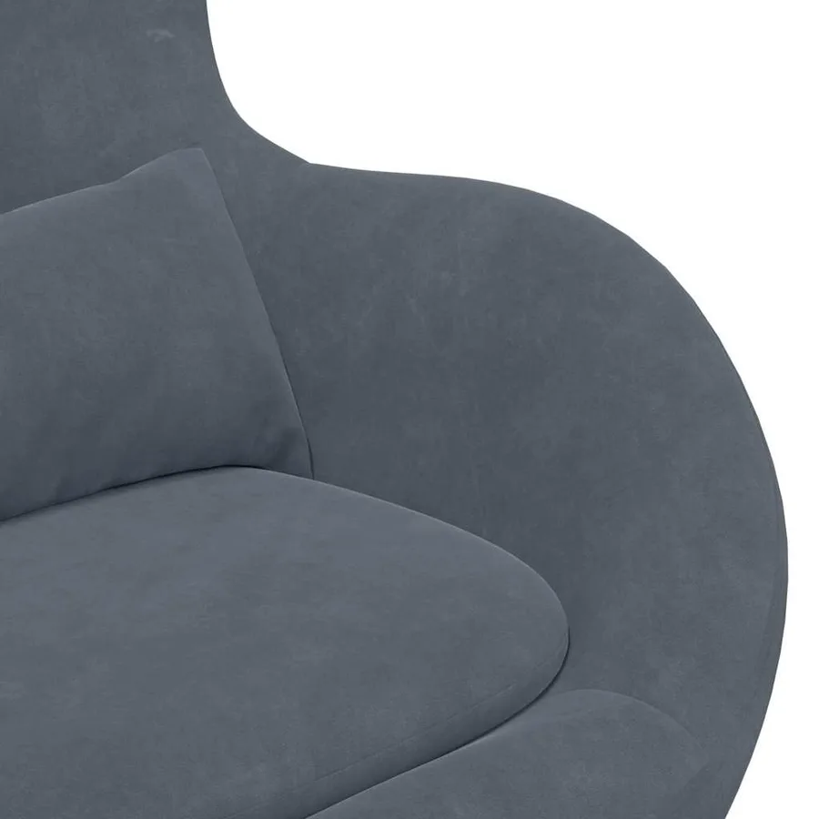 Fauteuil œuf Gris foncé 63 x 73 x 90 cm Velours - 7