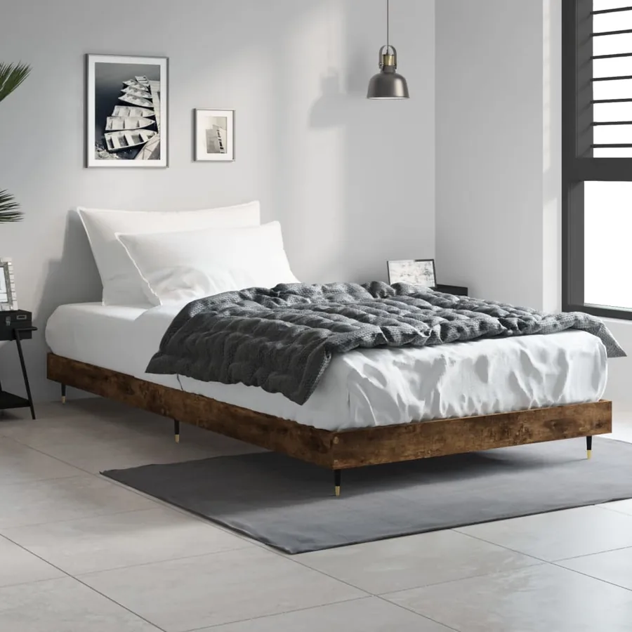 Cadre de lit sans matelas chêne fumé 100x200 cm bois ingénierie - 3