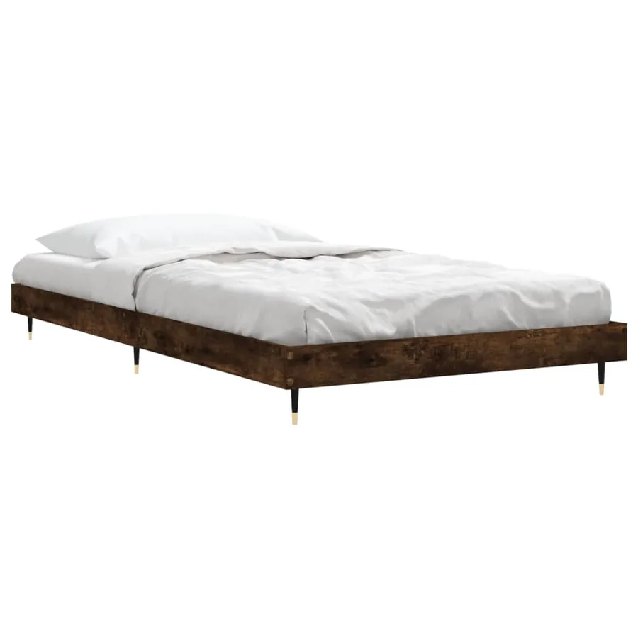 Cadre de lit sans matelas chêne fumé 100x200 cm bois ingénierie - 4