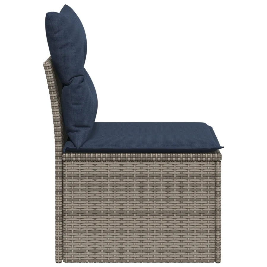 Canapé de jardin sans accoudoirs coussins gris résine tressée - 5