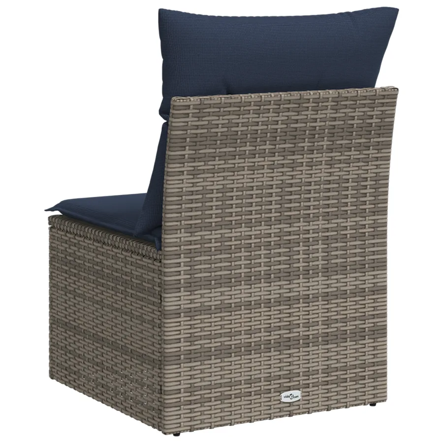 Canapé de jardin sans accoudoirs coussins gris résine tressée - 6