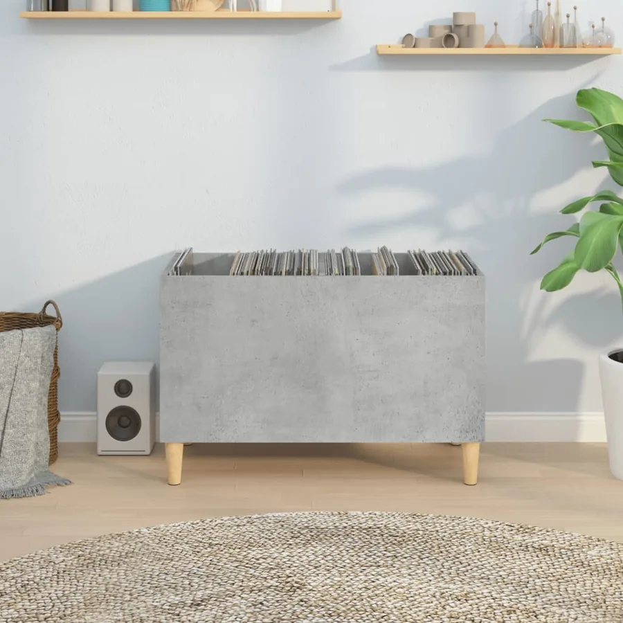 Armoire à disques gris béton 74,5x38x48 cm bois d'ingénierie - 3