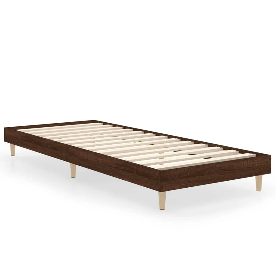 Cadre de lit sans matelas chêne marron 75x190cm bois ingénierie - 2