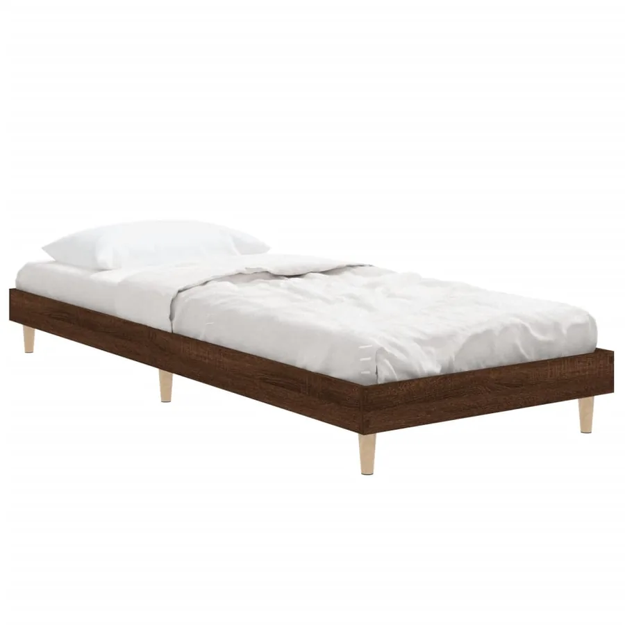 Cadre de lit sans matelas chêne marron 75x190cm bois ingénierie - 5