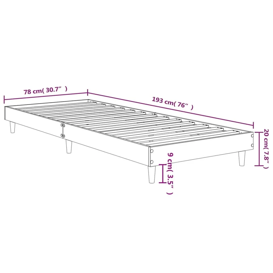 Cadre de lit sans matelas chêne marron 75x190cm bois ingénierie - 9
