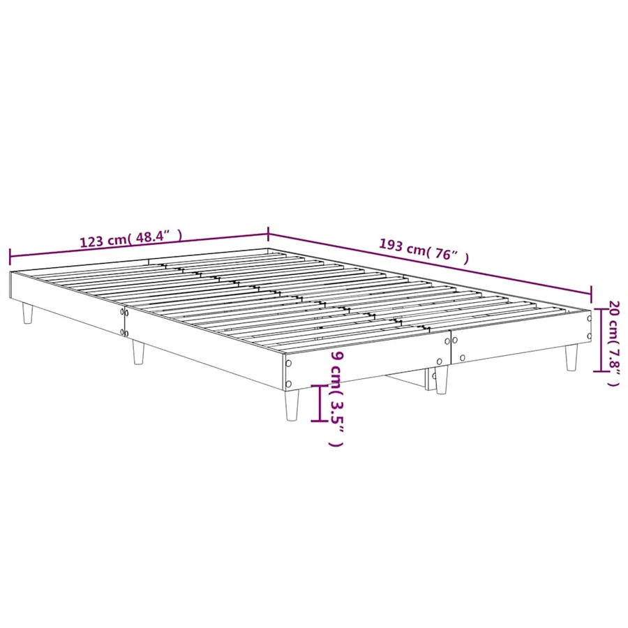Cadre de lit sans matelas noir 120x190 cm bois d'ingénierie - 9
