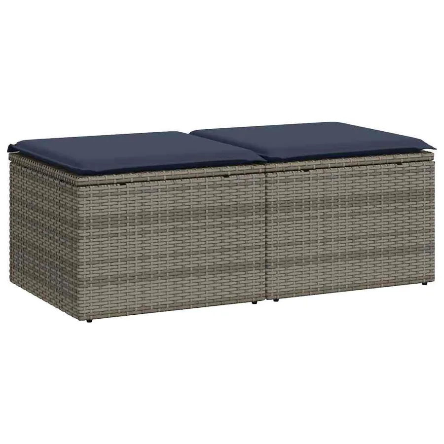 Salon de jardin 2 pcs avec coussins gris résine tressée acacia - 2