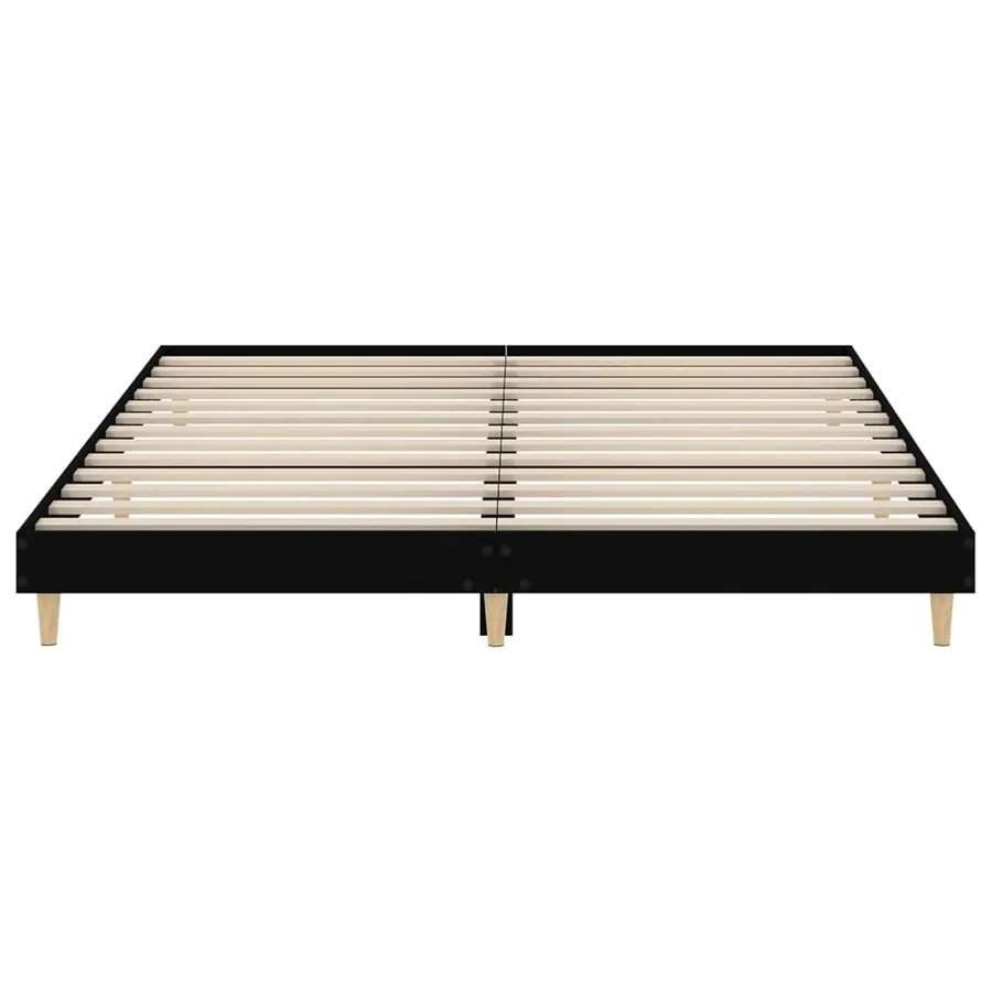 Cadre de lit sans matelas noir 200x200 cm bois d'ingénierie - 6