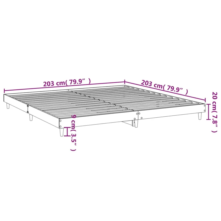 Cadre de lit sans matelas noir 200x200 cm bois d'ingénierie - 9