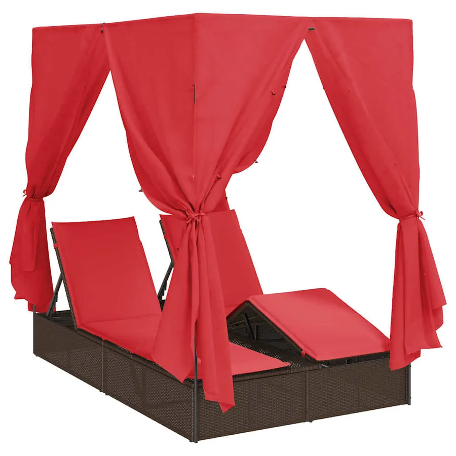 Transat double Réglable Rouge 205 x 129 x 200 cm polyrotin - 2