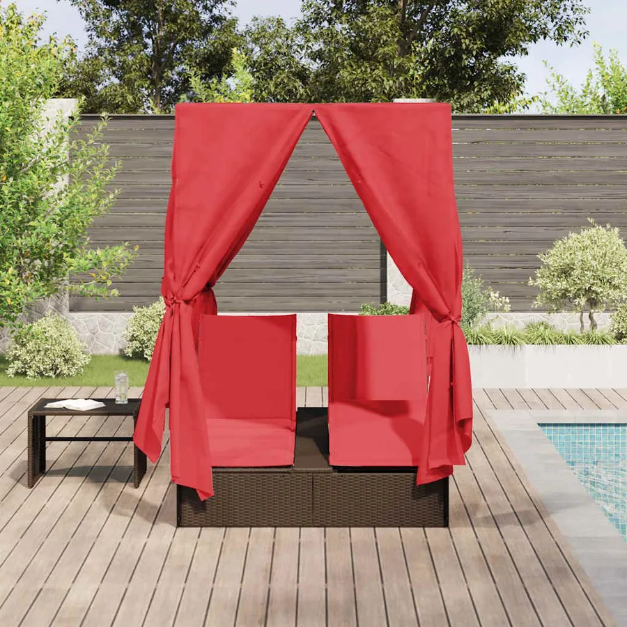 Transat double Réglable Rouge 205 x 129 x 200 cm polyrotin - 3