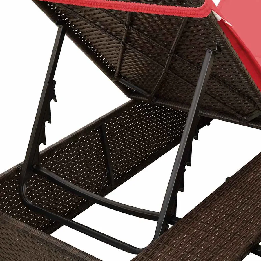 Transat double Réglable Rouge 205 x 129 x 200 cm polyrotin - 9