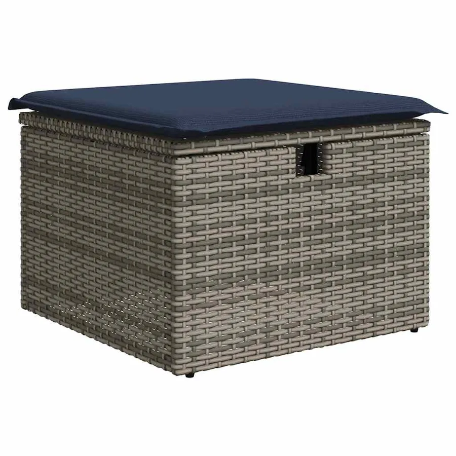 Salon de jardin 6 pcs avec coussins gris résine tressée - 5