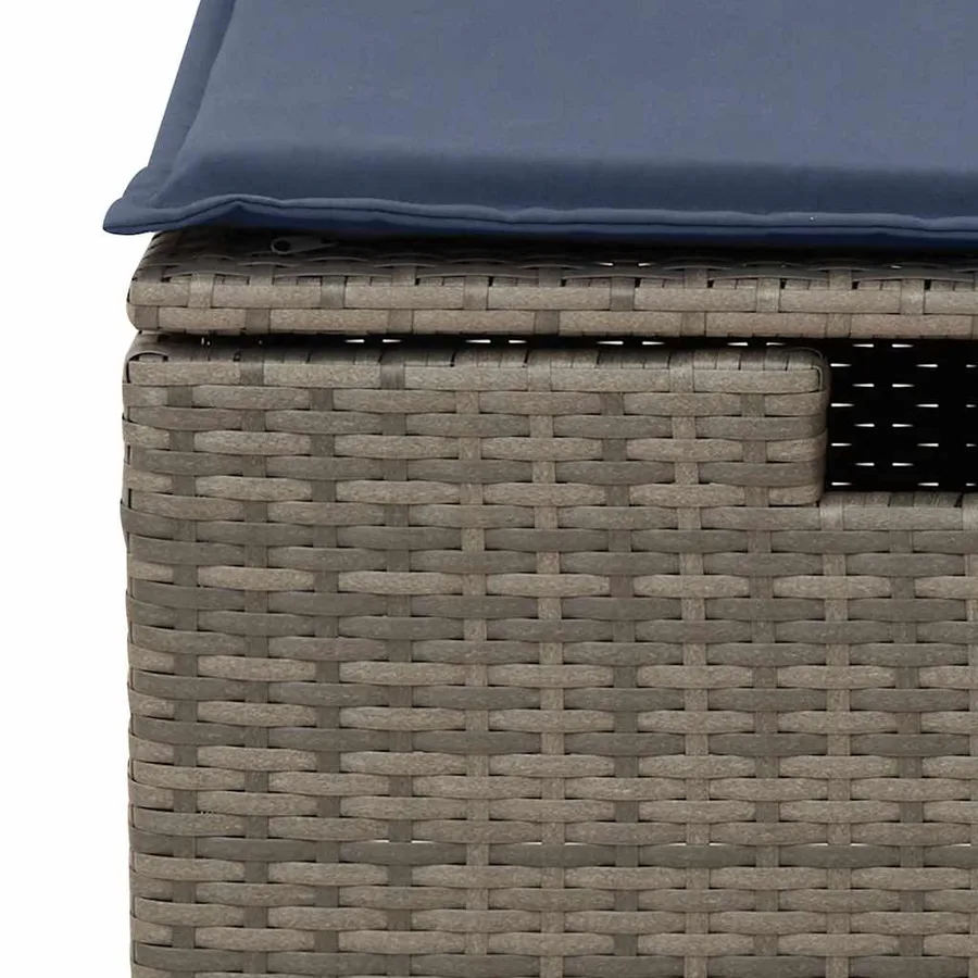 Salon de jardin 8 pcs avec coussins gris résine tressée - 14