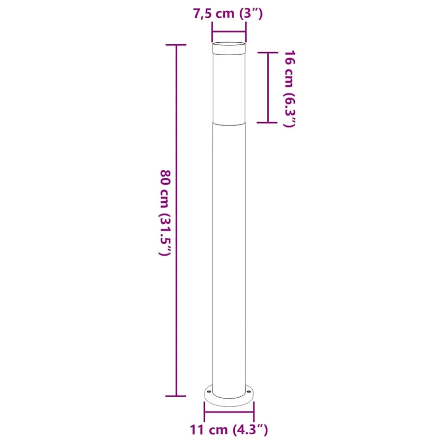 Borne lumineuse 80 cm en acier inoxydable IP44 - 10