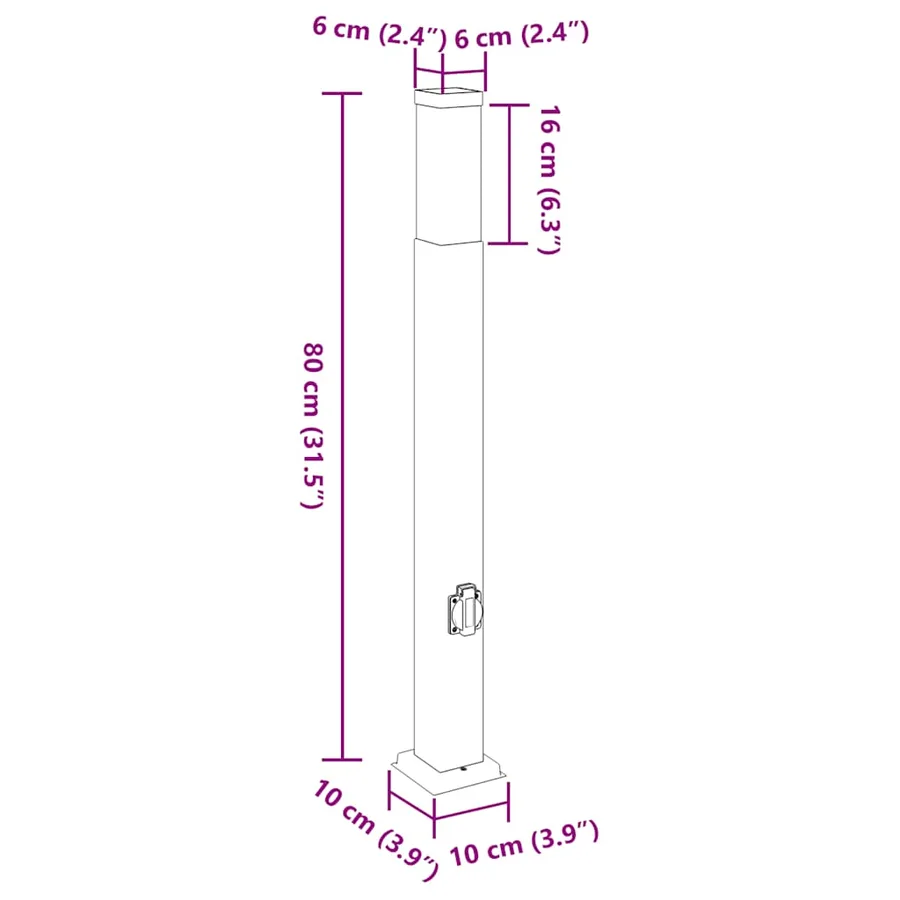 Bornes lumineuses avec sortie lot de 3 80 cm acier inoxydable IP44 - 11