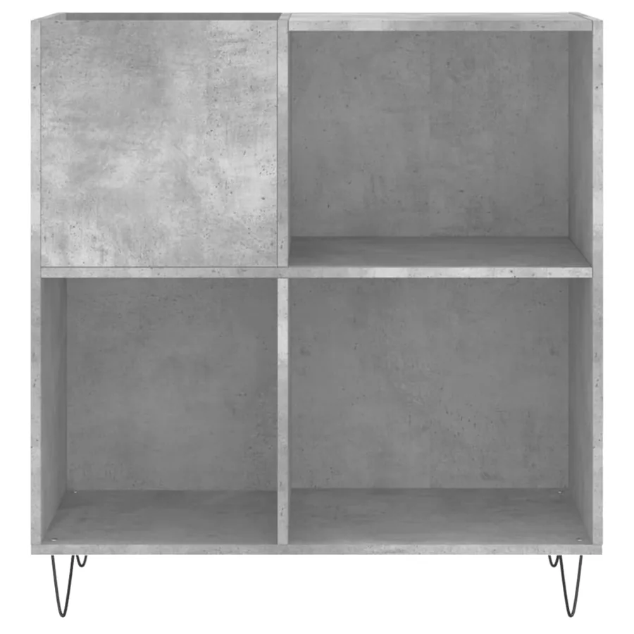 Armoire à disques gris béton 84,5x38x89 cm bois d'ingénierie - 4