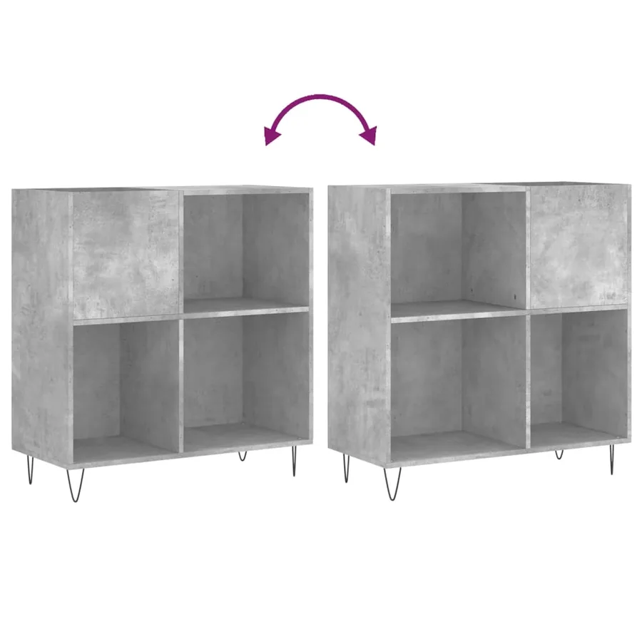 Armoire à disques gris béton 84,5x38x89 cm bois d'ingénierie - 7