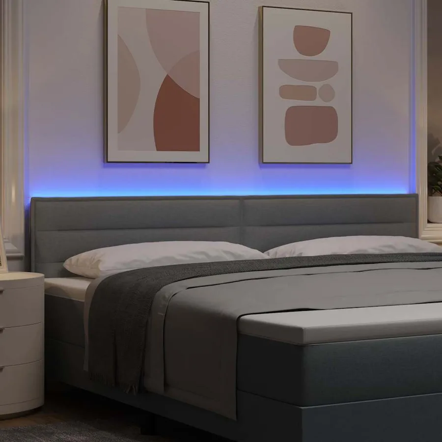 Tête de lit LED avec bandes LED Gris clair 200 cm tissu - 4