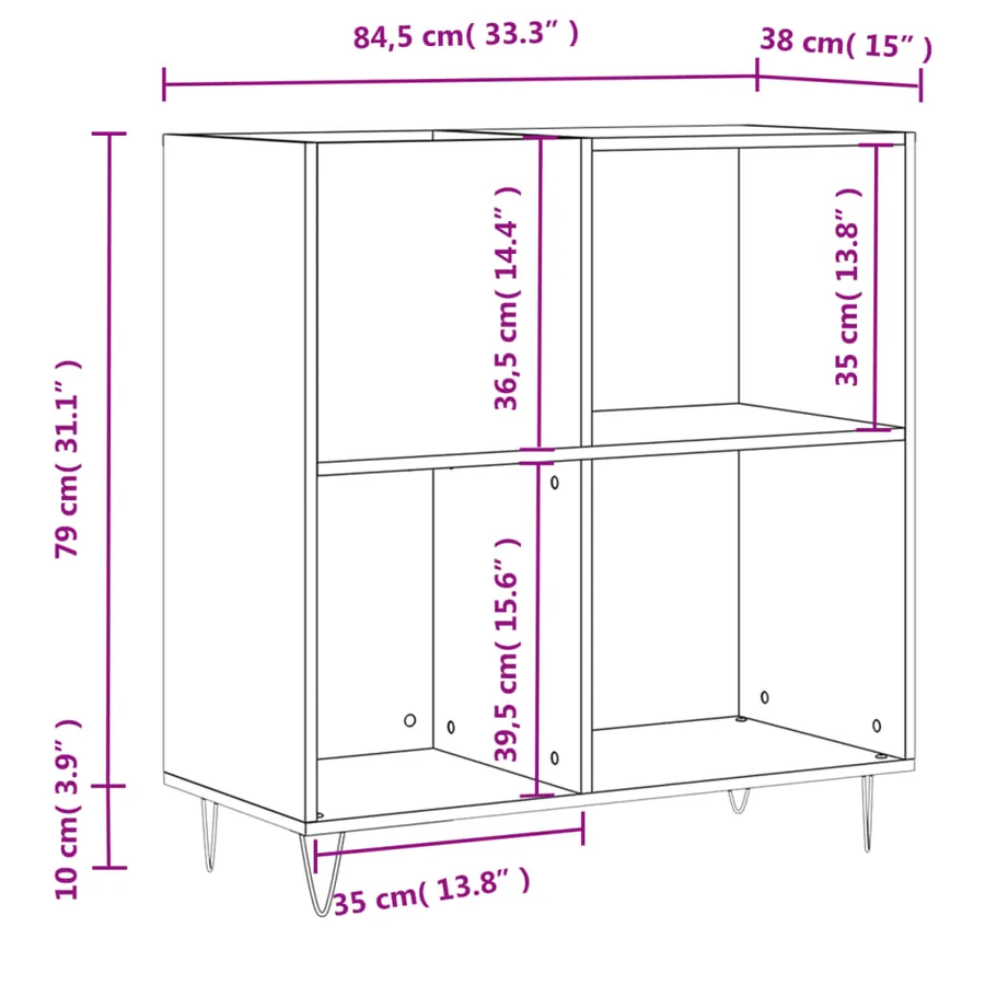 Armoire à disques blanc brillant 84,5x38x89cm bois d'ingénierie - 10