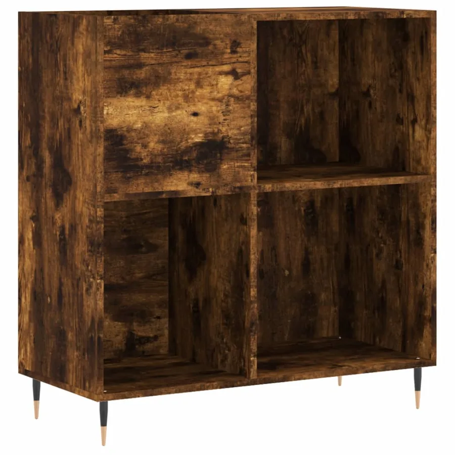 Armoire à disques chêne fumé 84,5x38x89 cm bois d'ingénierie - 2
