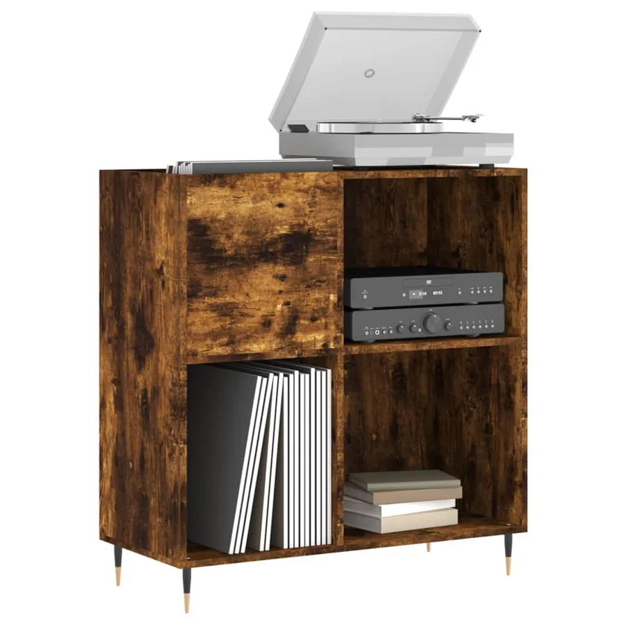 Armoire à disques chêne fumé 84,5x38x89 cm bois d'ingénierie - 3