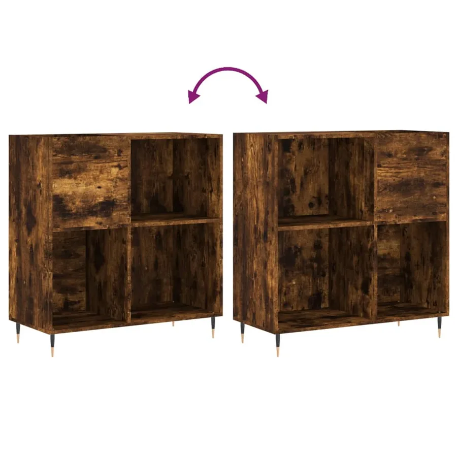 Armoire à disques chêne fumé 84,5x38x89 cm bois d'ingénierie - 7