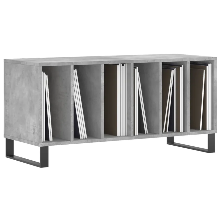 Armoire à disques gris béton 100x38x48 cm bois d'ingénierie - 3