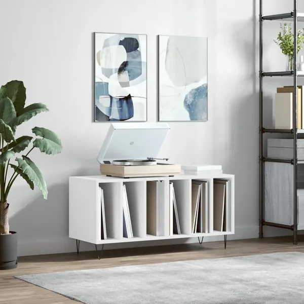 Armoire à disques blanc 100x38x48 cm bois d'ingénierie